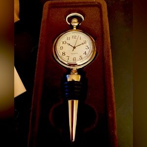 Pottery Barn Vintage Stopwatch Wine Bottle Stopper New in Box